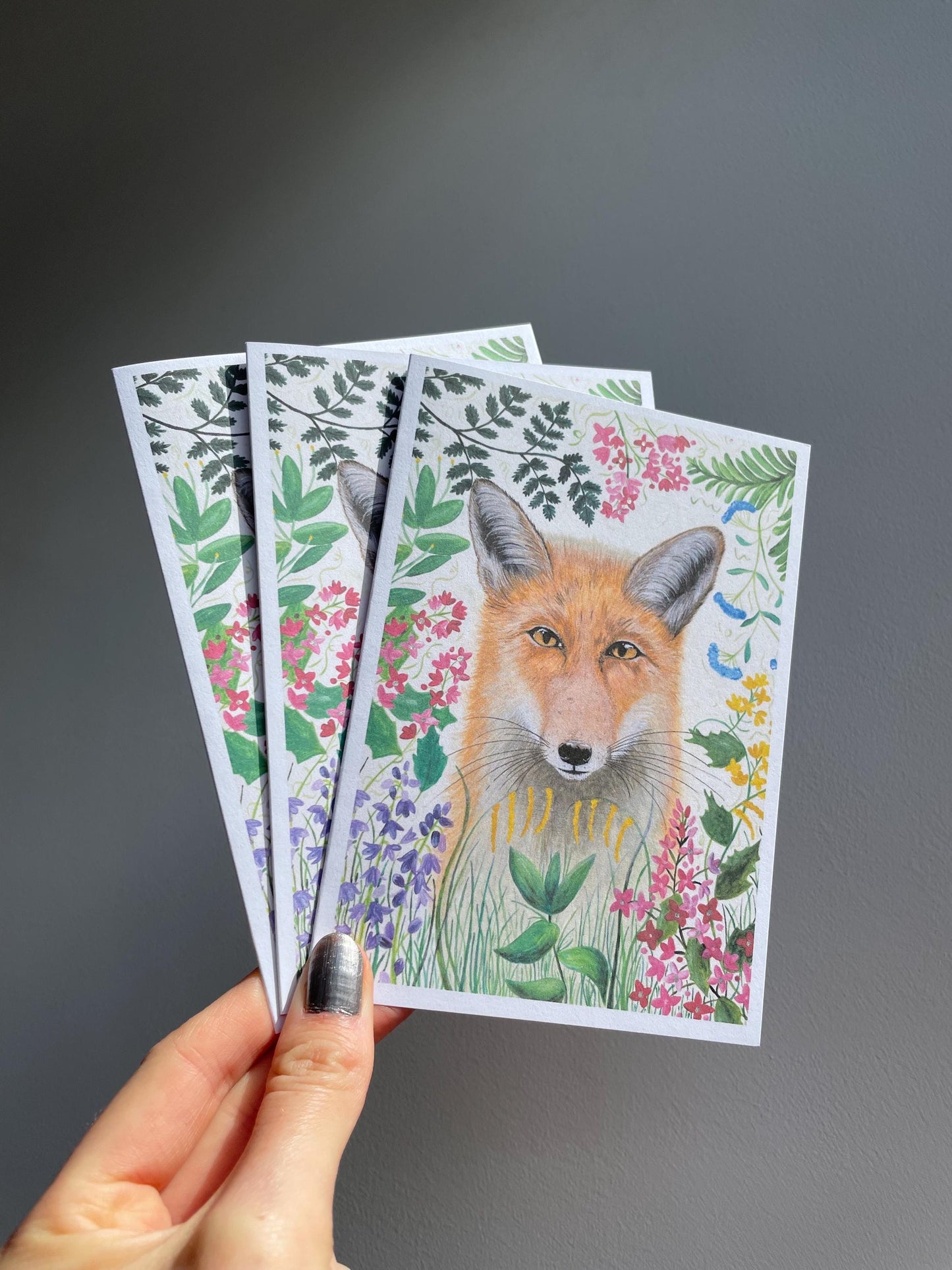 Foxy A6 Cards, set of 3: Painting, Handmade, FREE DELIVERY