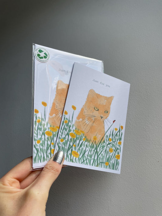 Ginger cat A6 Cards, set of 3: animal lover, Handmade, FREE DELIVERY