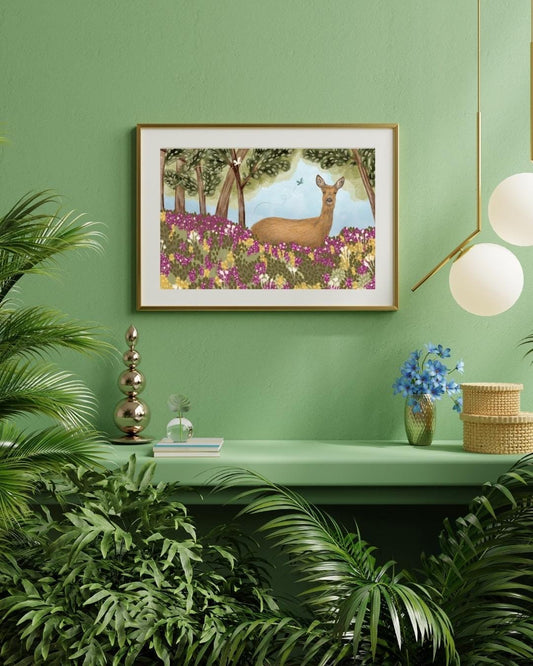 Deer Art Print: A4, Signed, FREE DELIVERY