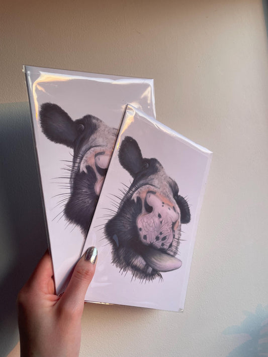 Cow A5 Card: Handmade, Birthday, blank, FREE DELIVERY