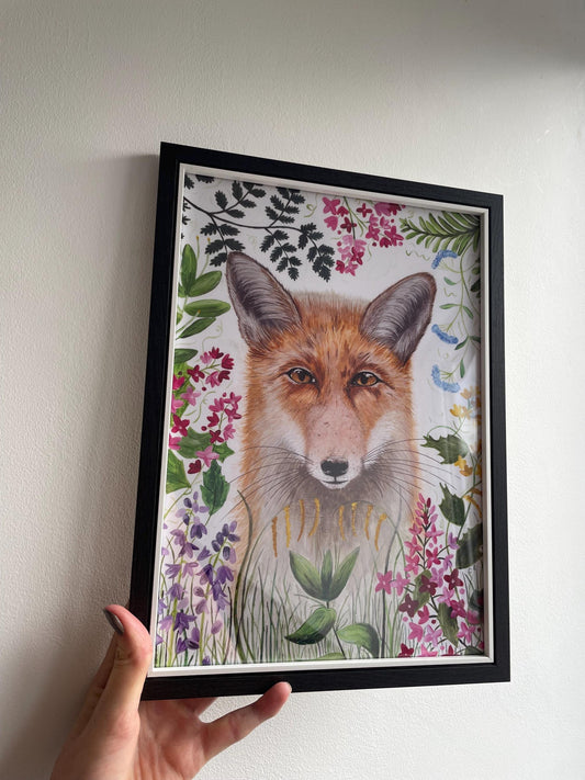 Fox Art Print: Signed A4, wildlife, animal art, FREE DELIVERY