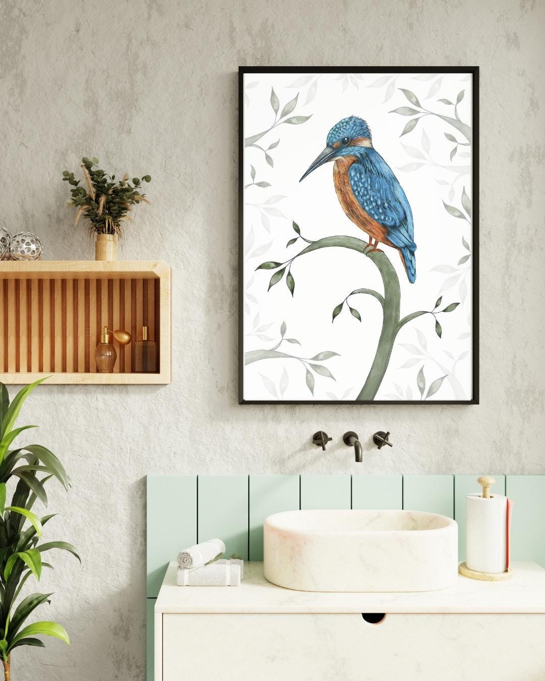 Kingfisher Art Print: Signed A4 Bird Illustration