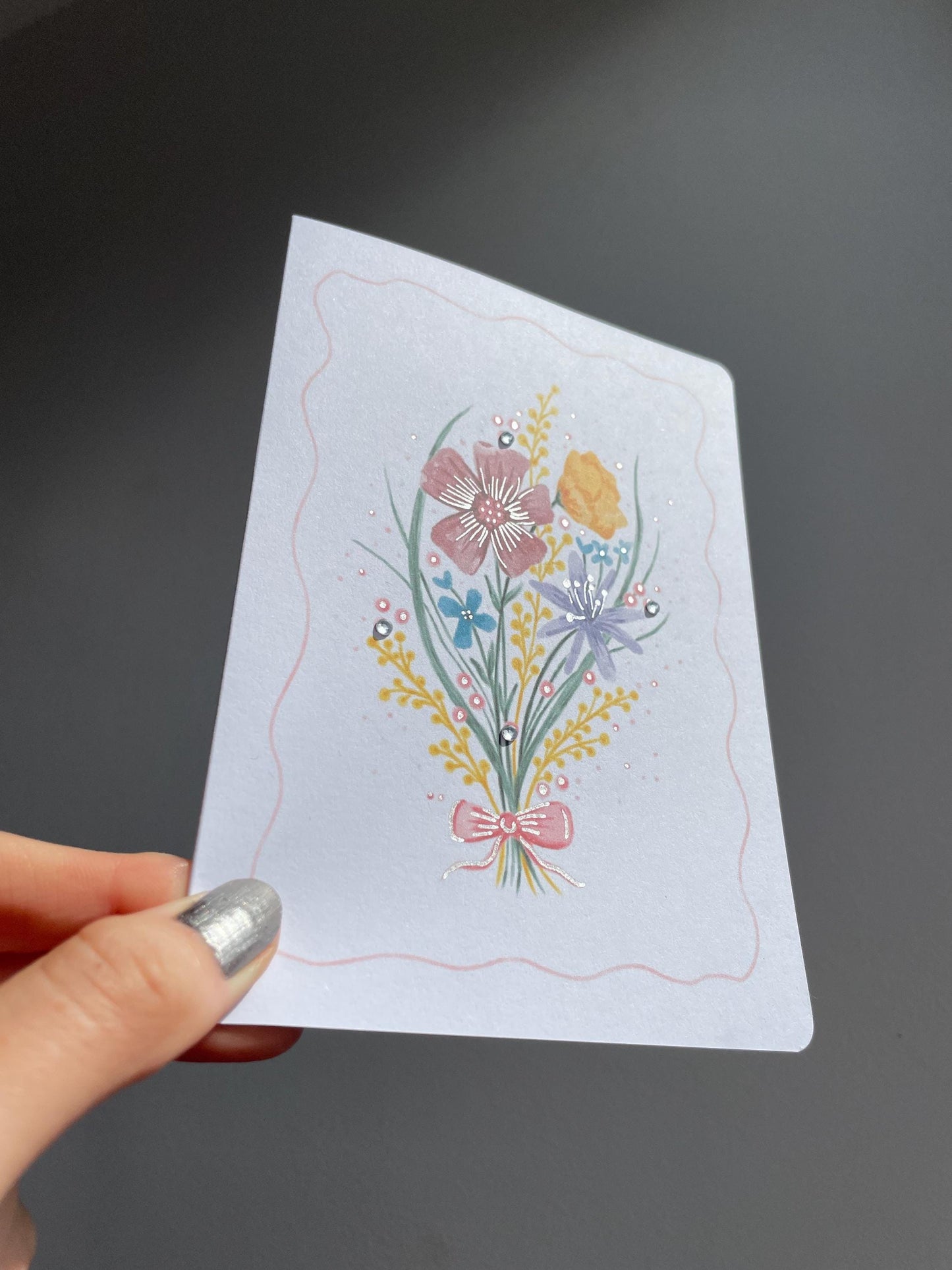 Floral bouquet A6 Cards, set of 3: flowers, Handmade, FREE DELIVERY