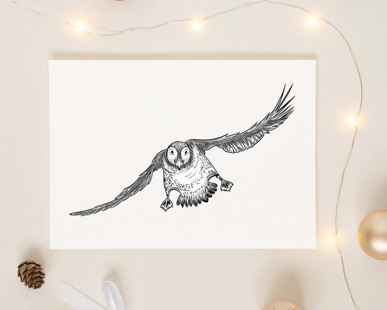 Puffin Card: A5 Bird Drawing with Gold Ink Details, FREE DELIVERY
