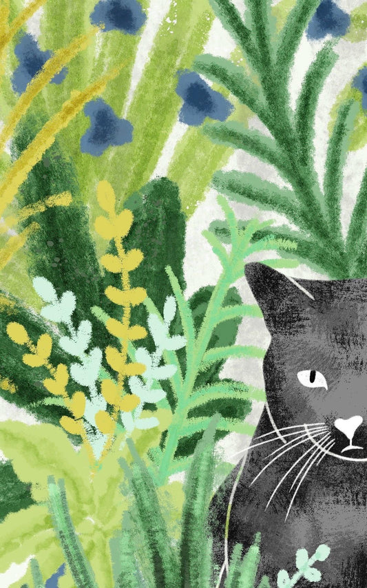 A4 Black Cat Art Print with signature