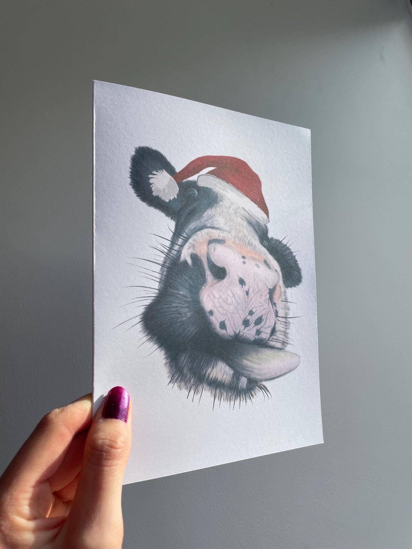 Christmas Cow A5 Card: Handmade, Birthday, blank, FREE DELIVERY