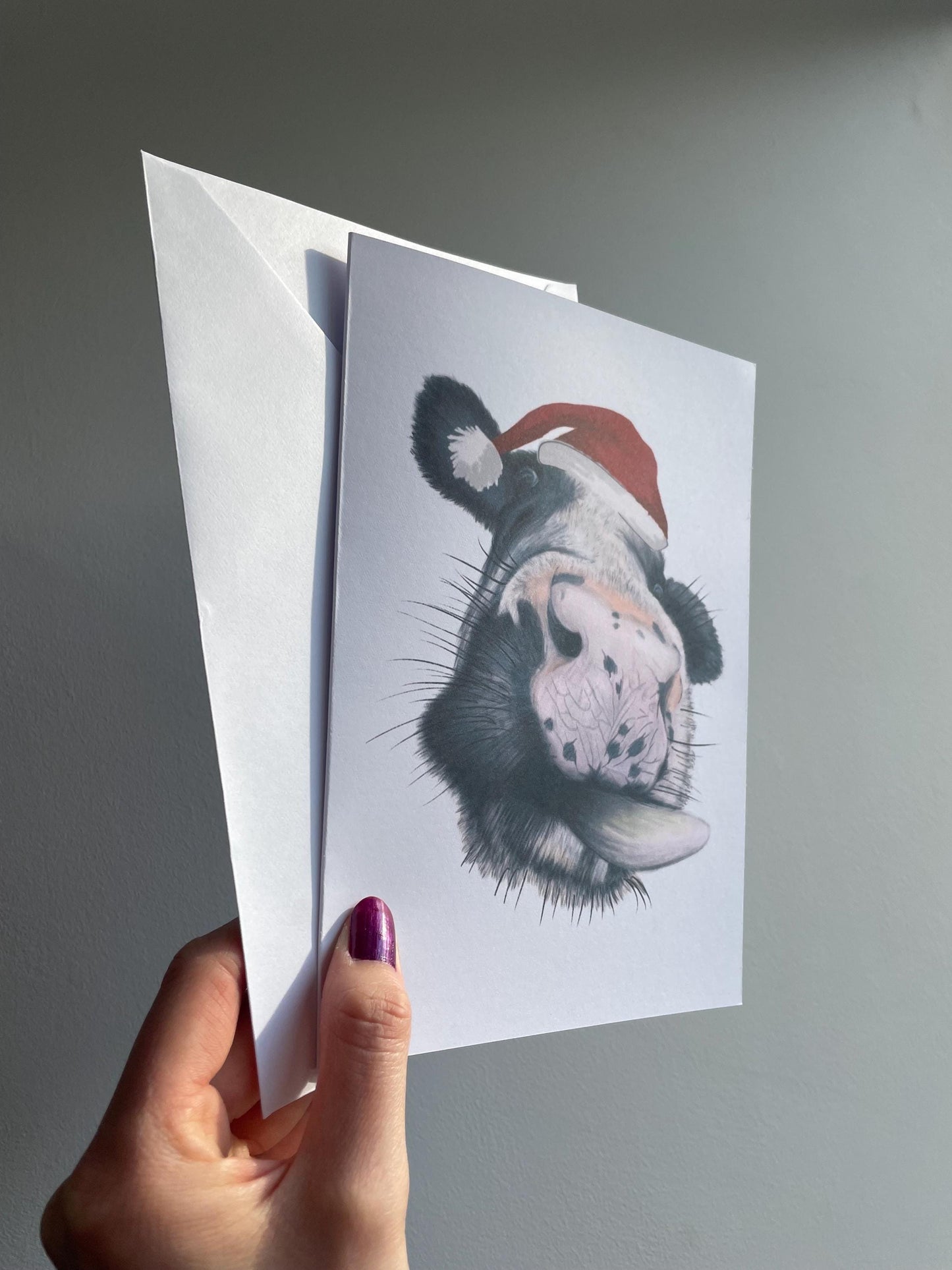 Christmas Cow A5 Card: Handmade, Birthday, blank, FREE DELIVERY