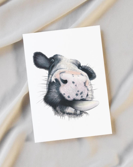 Cow A5 Card: Handmade, Birthday, blank, FREE DELIVERY