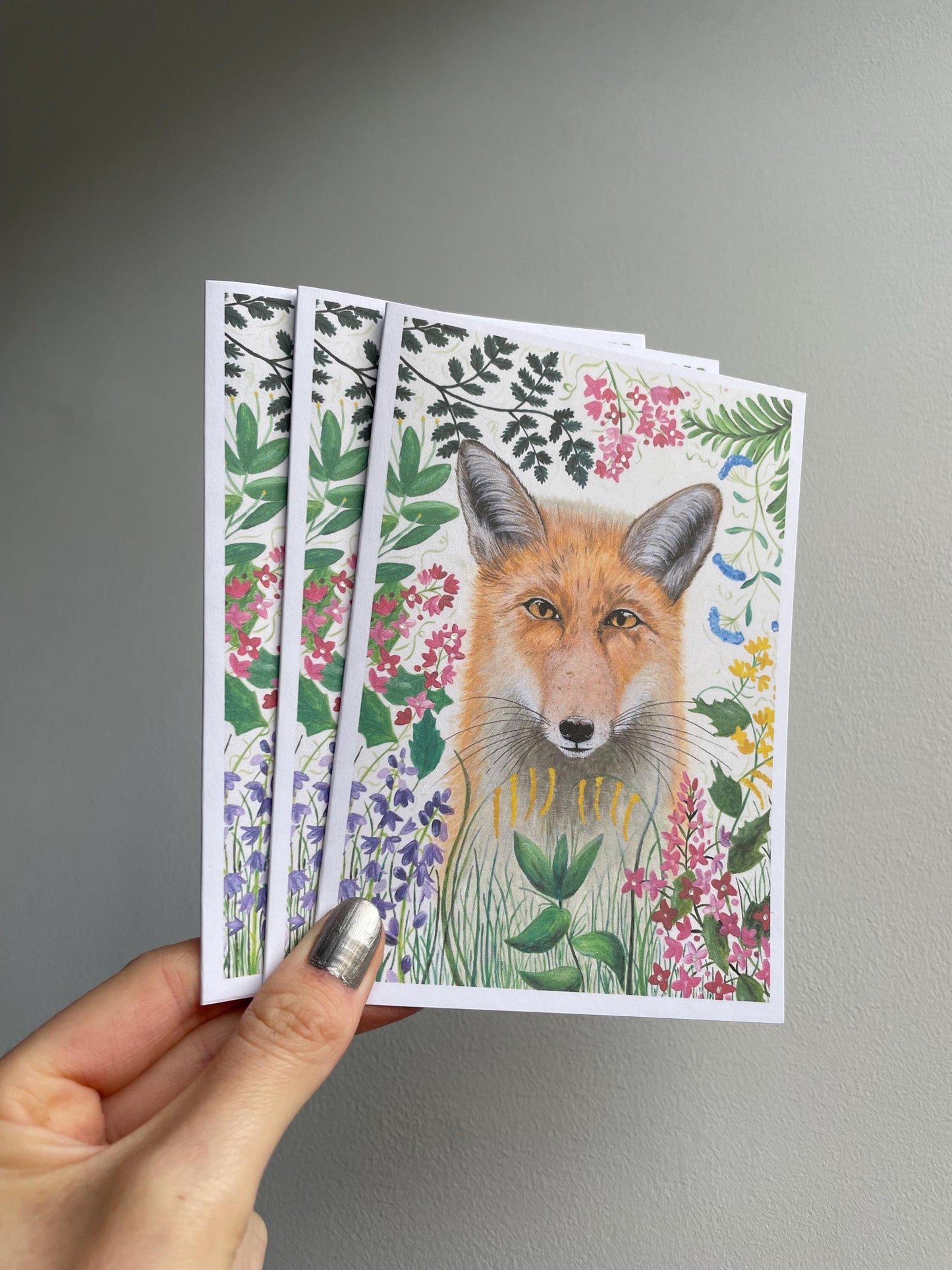 Foxy A6 Cards, set of 3: Painting, Handmade, FREE DELIVERY