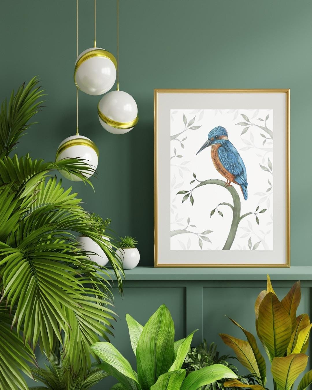 Kingfisher Art Print: Signed A4 Bird Illustration