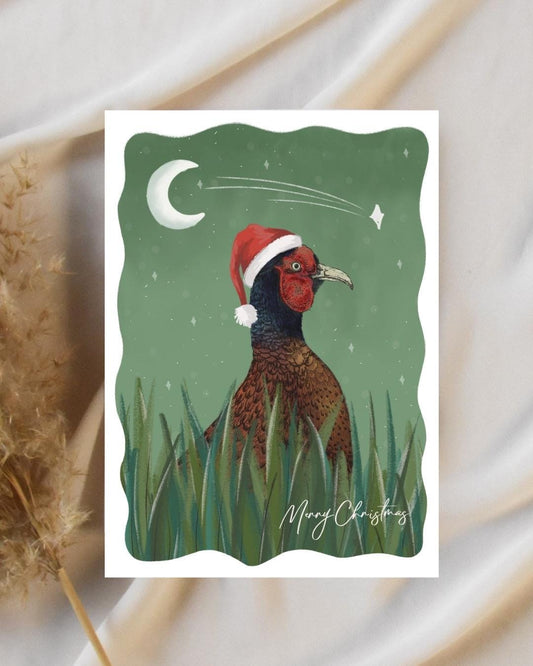 Christmas Pheasant Cards (Set of 3): Hand-Drawn Wildlife Design FREE DELIVERY