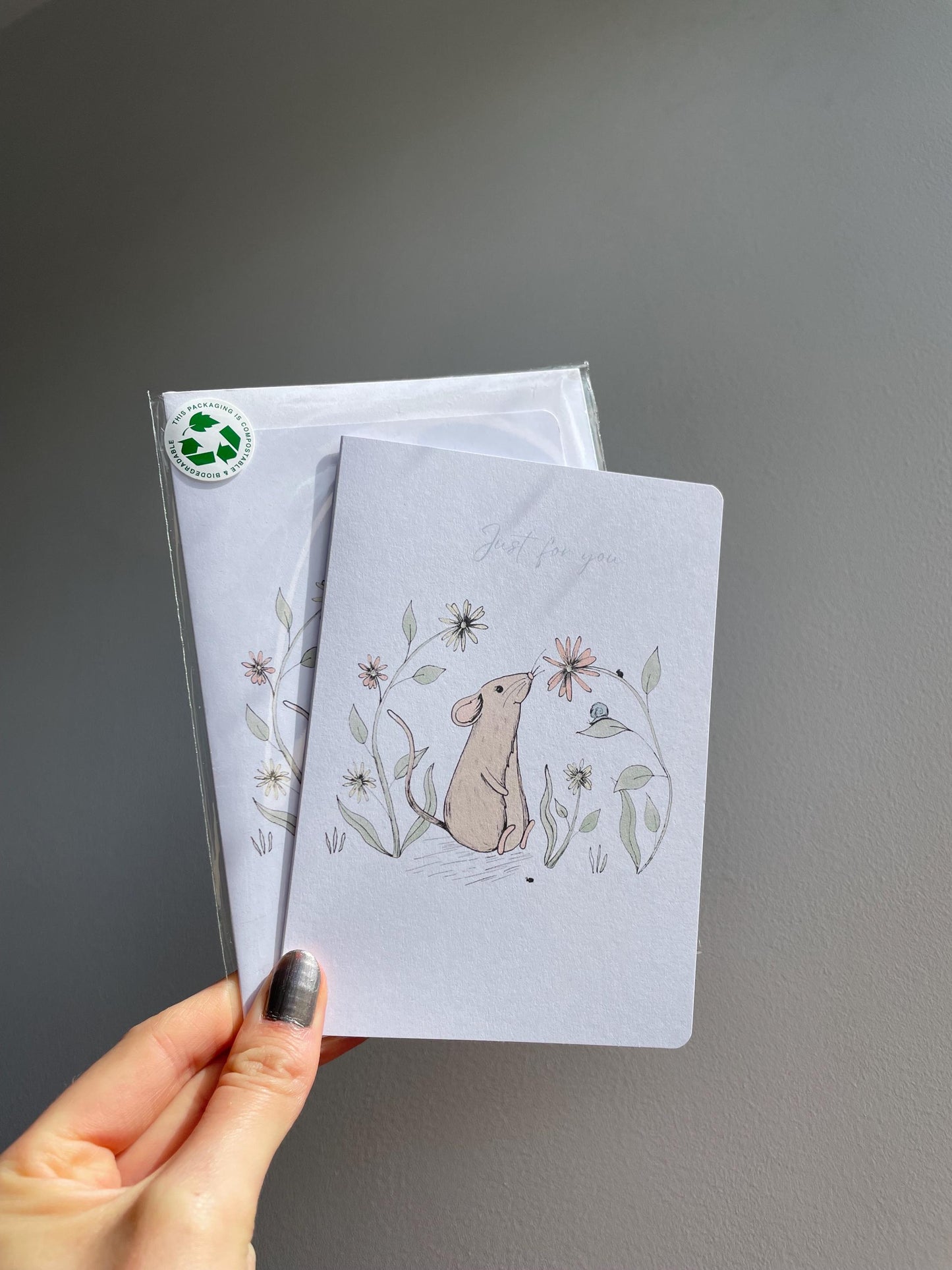 Mouse A6 Cards, set of 3: Handmade, FREE DELIVERY
