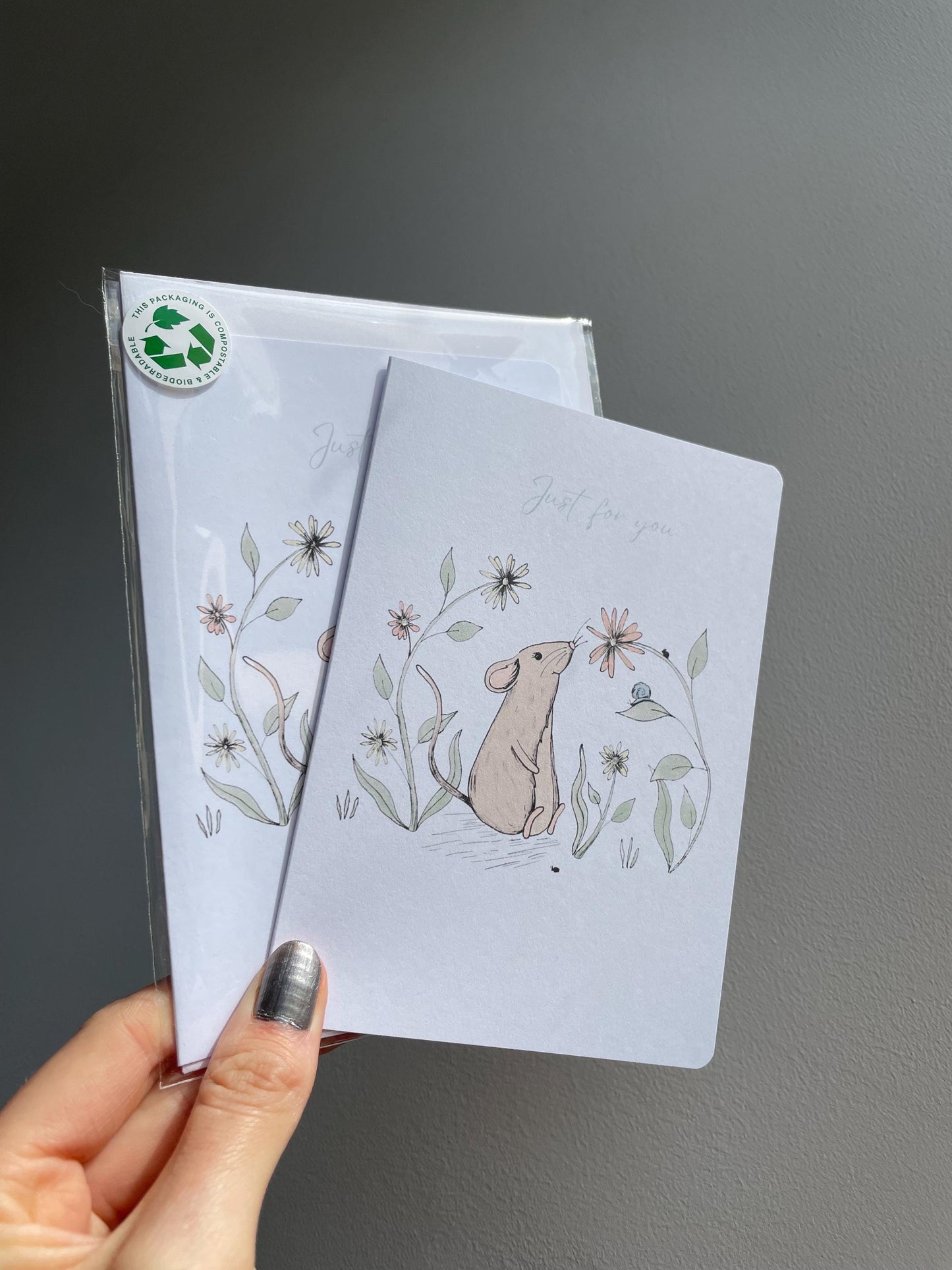 Mouse A6 Cards, set of 3: Handmade, FREE DELIVERY