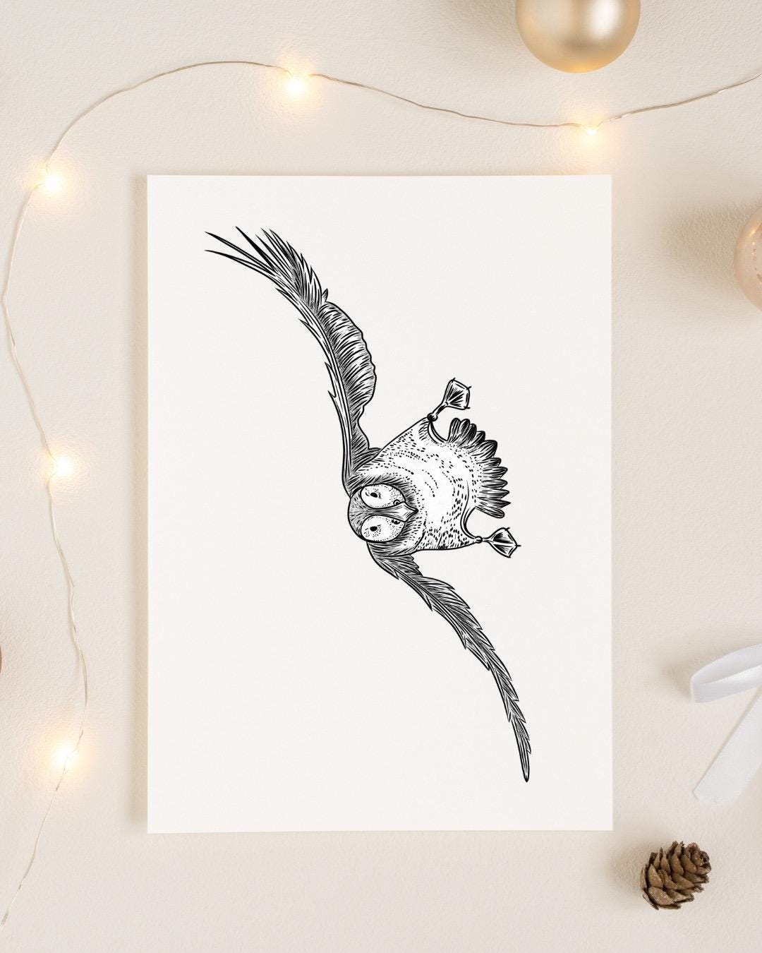 Puffin A6 Cards, set of 3: graphic style, handmade, with silver details, FREE DELIVERY