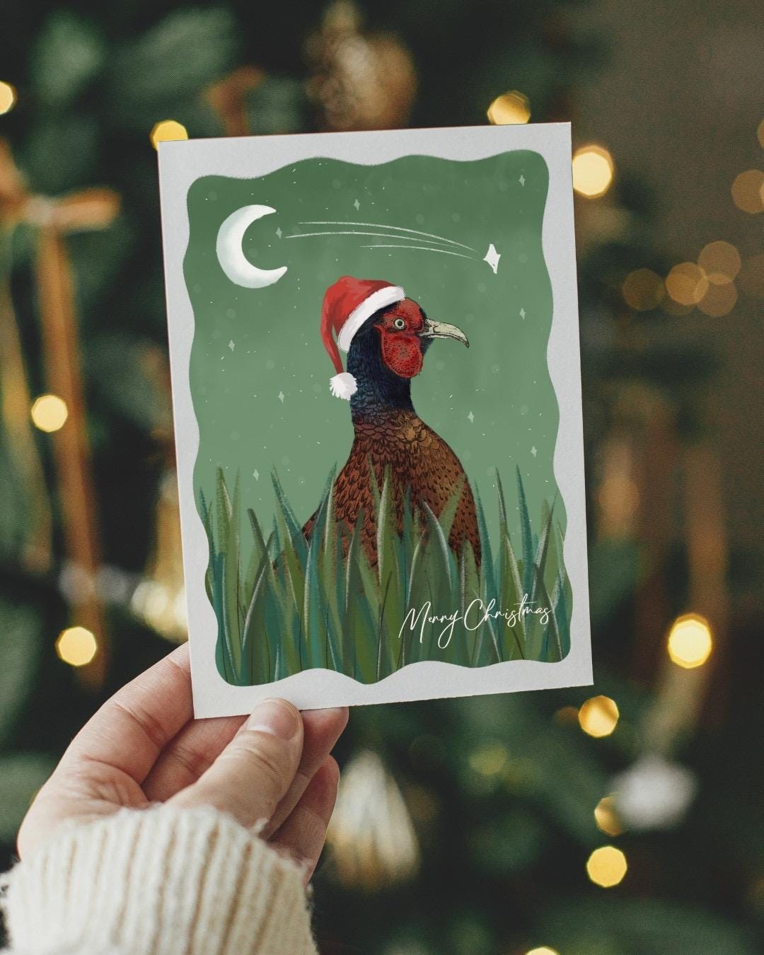Christmas Pheasant Cards (Set of 3): Hand-Drawn Wildlife Design FREE DELIVERY