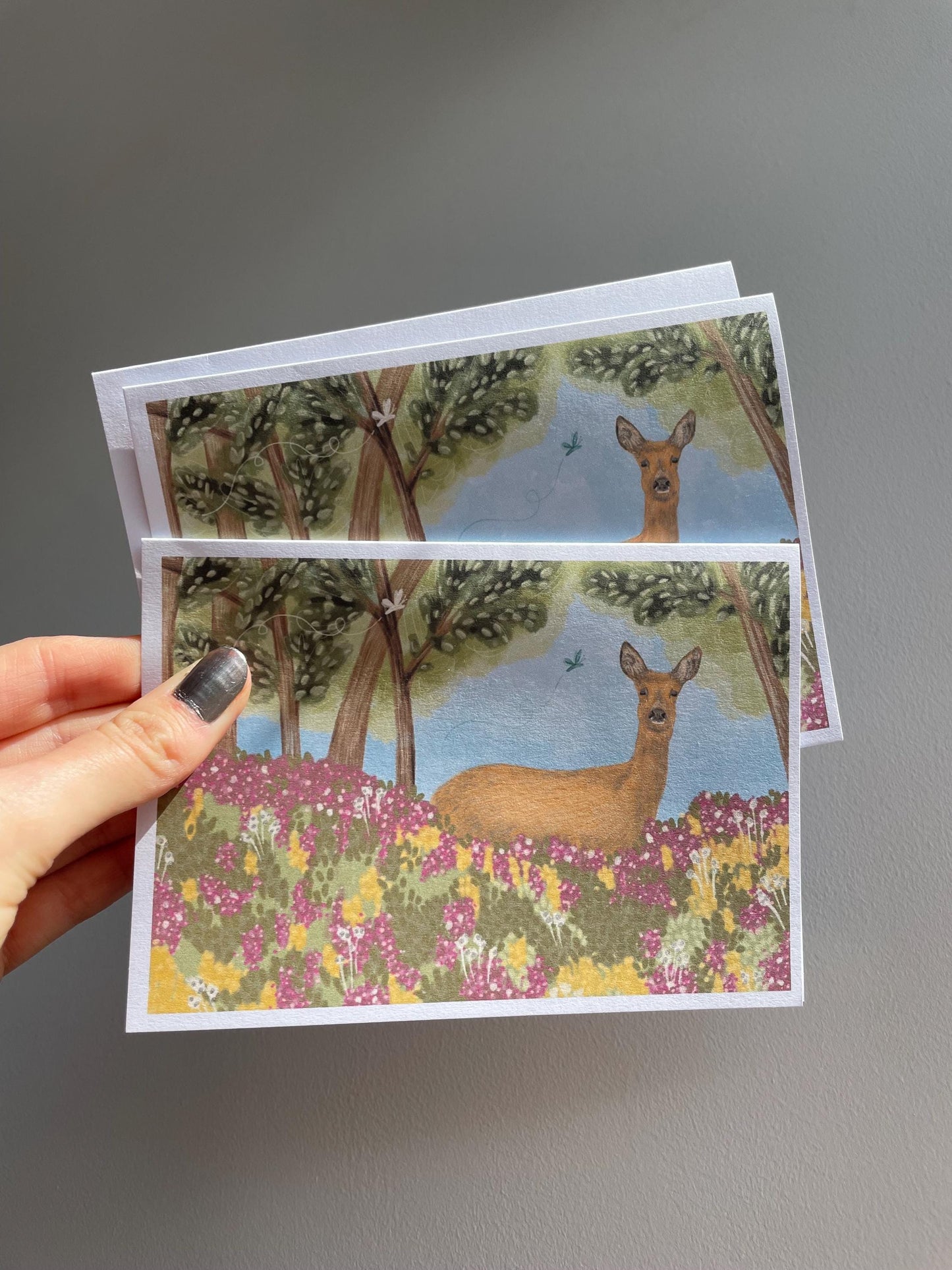 Deer A6 Cards (Set of 3) - Handmade Animal Art Card, FREE DELIVERY