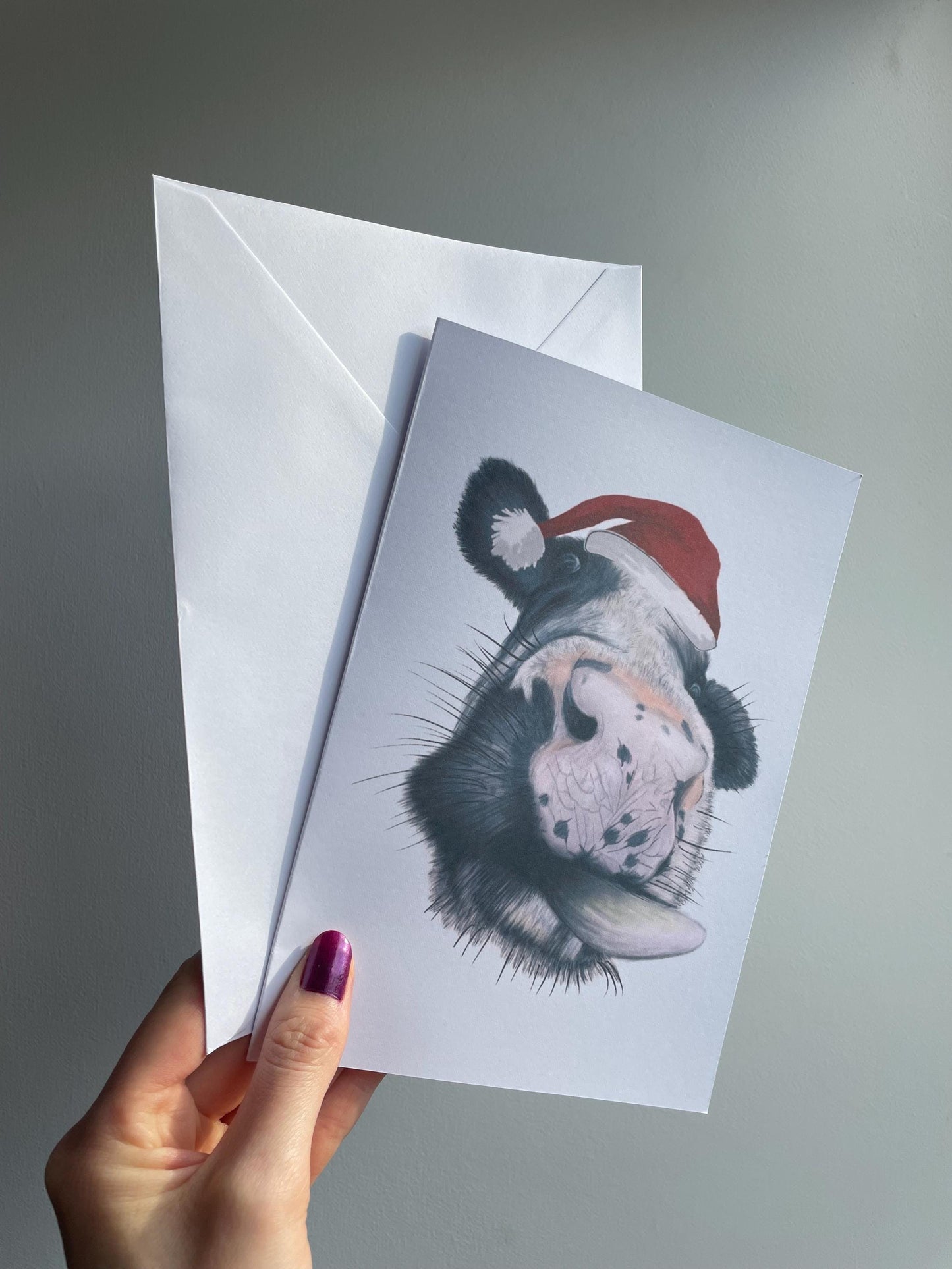 Christmas Cow A5 Card: Handmade, Birthday, blank, FREE DELIVERY