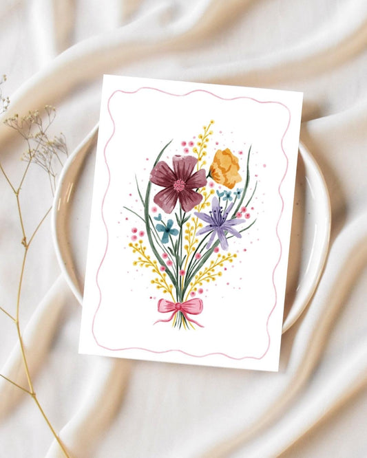 Floral bouquet A6 Cards, set of 3: flowers, Handmade, FREE DELIVERY