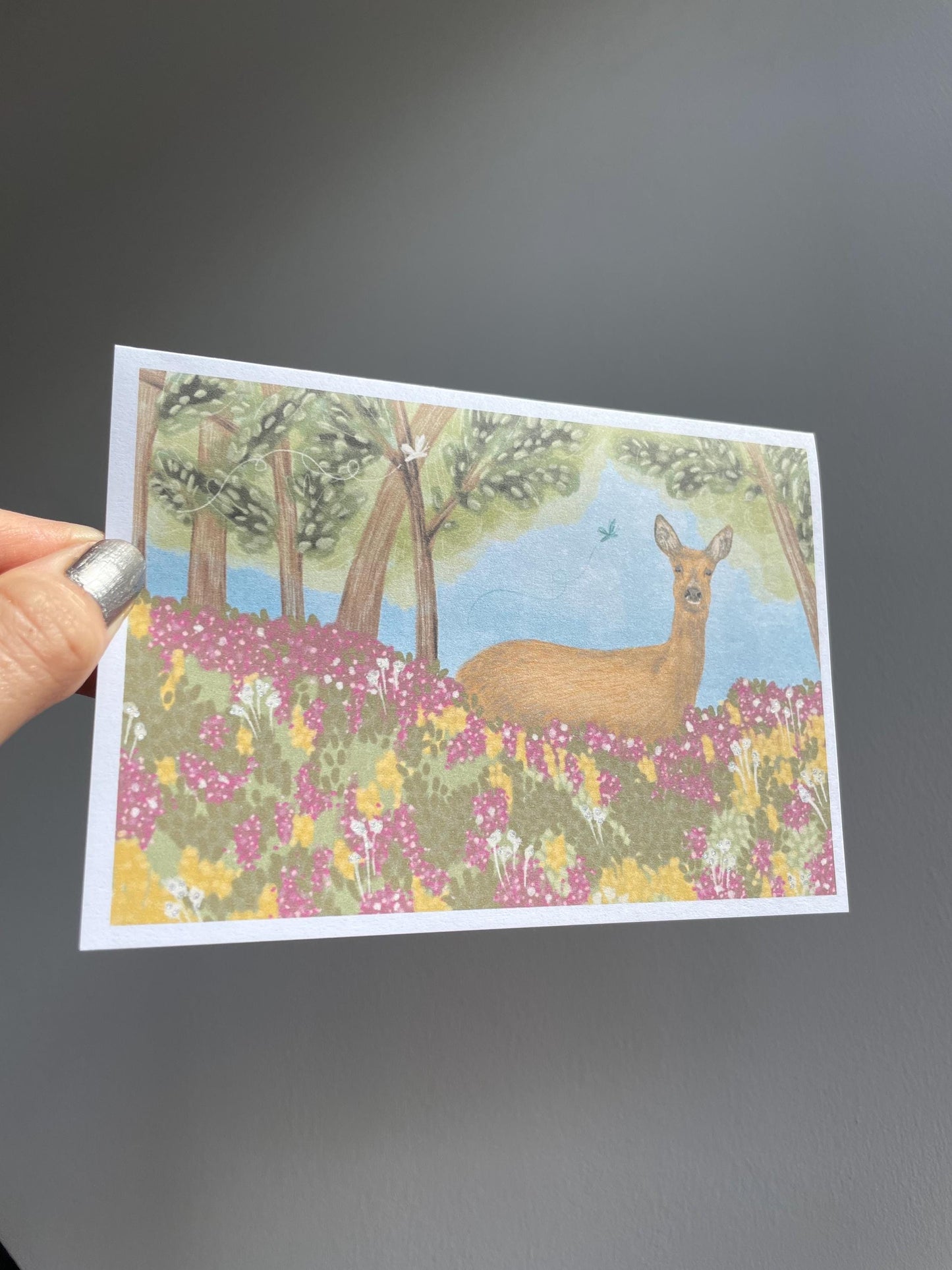 Deer A6 Cards (Set of 3) - Handmade Animal Art Card, FREE DELIVERY