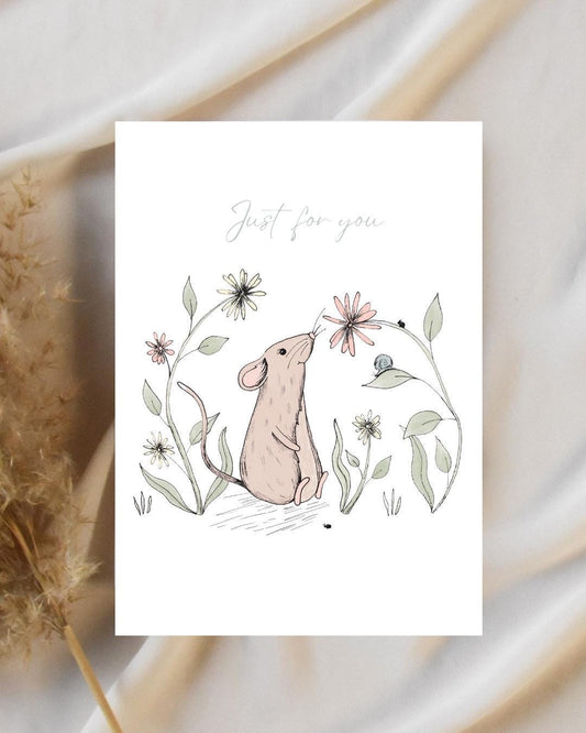 Mouse A6 Cards, set of 3: Handmade, FREE DELIVERY