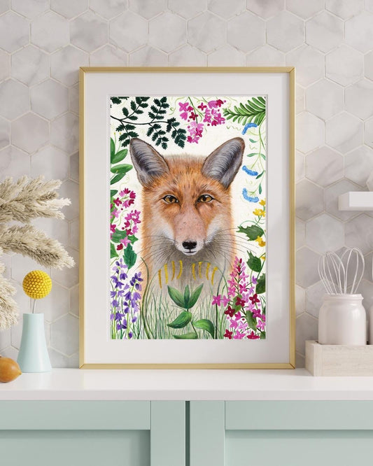 Fox Art Print: Signed A4, wildlife, animal art, FREE DELIVERY