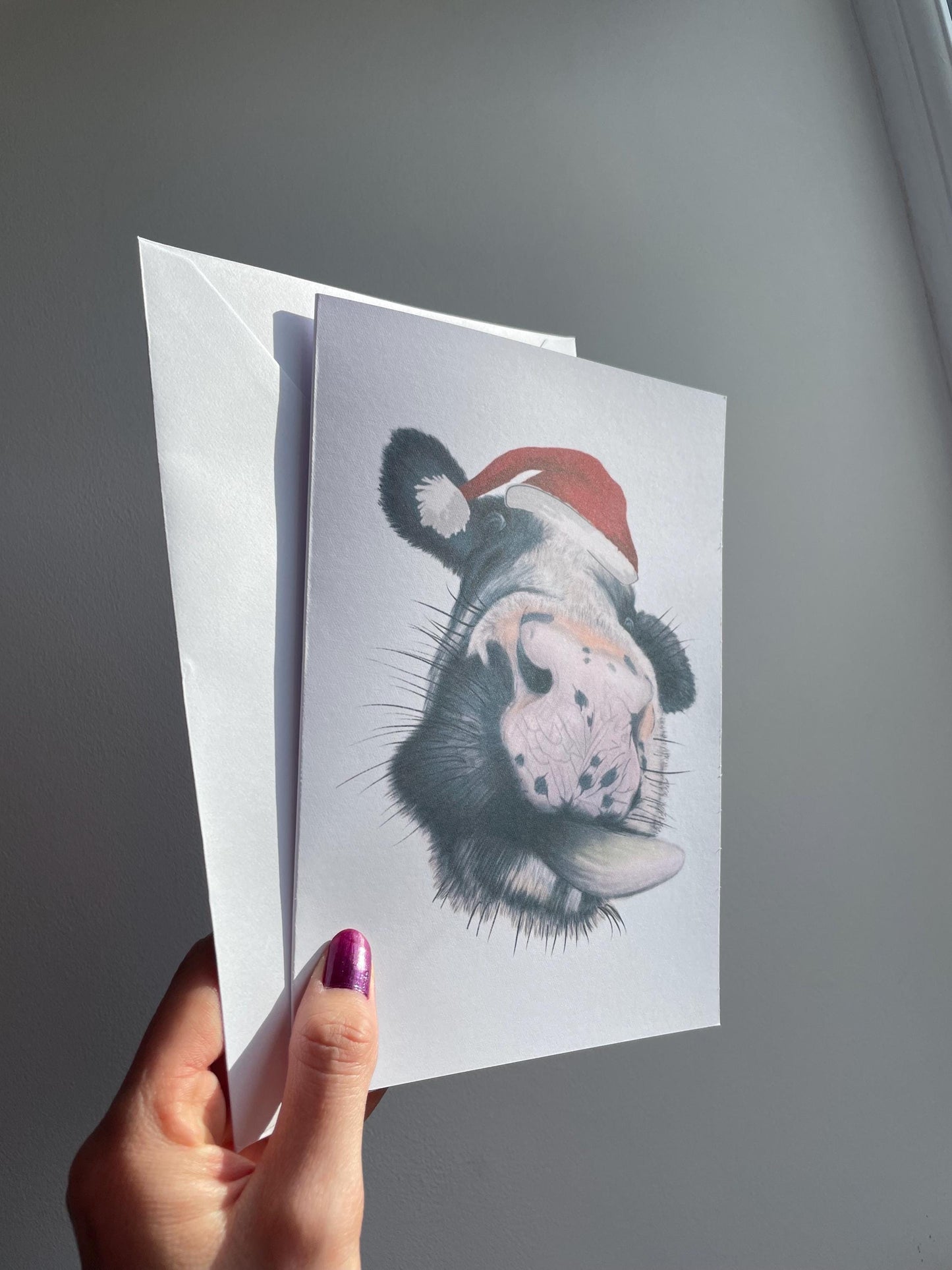 Christmas Cow A5 Card: Handmade, Birthday, blank, FREE DELIVERY